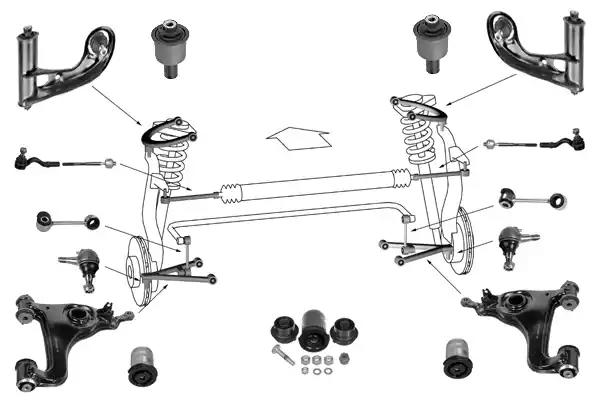 Схема передней подвески мерседес w211