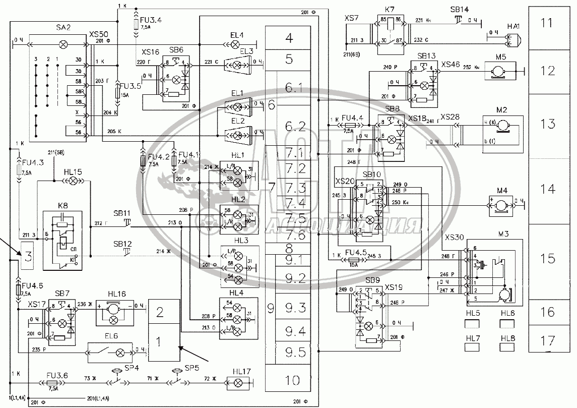 208А-37.00.000 Схема электрическая принципиальная для АМКОДОР-208В