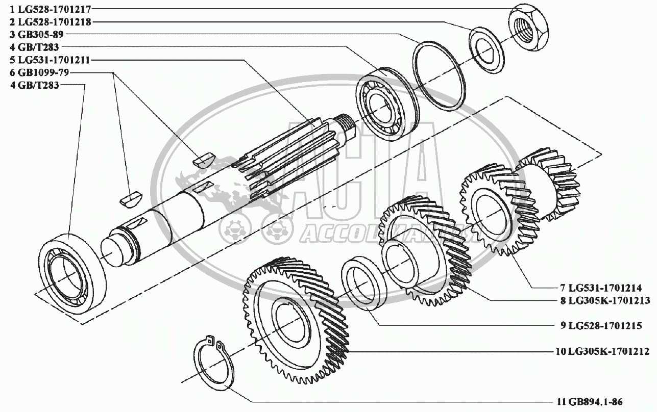 Коробка передач (1701)/4 для грузового автомобиля BAW ТРАНСМИССИЯ BJ  1044/1065