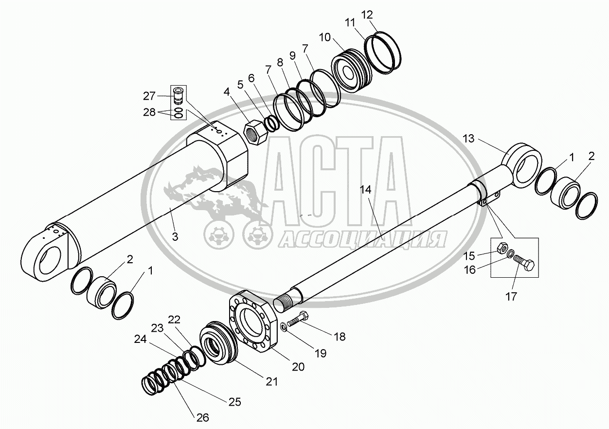 Цилиндр поворота 75600-3429010 для грузового автомобиля БЕЛАЗ-75600