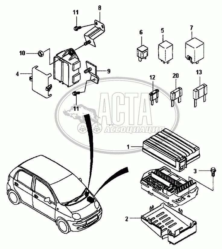 Схема реле daewoo matiz