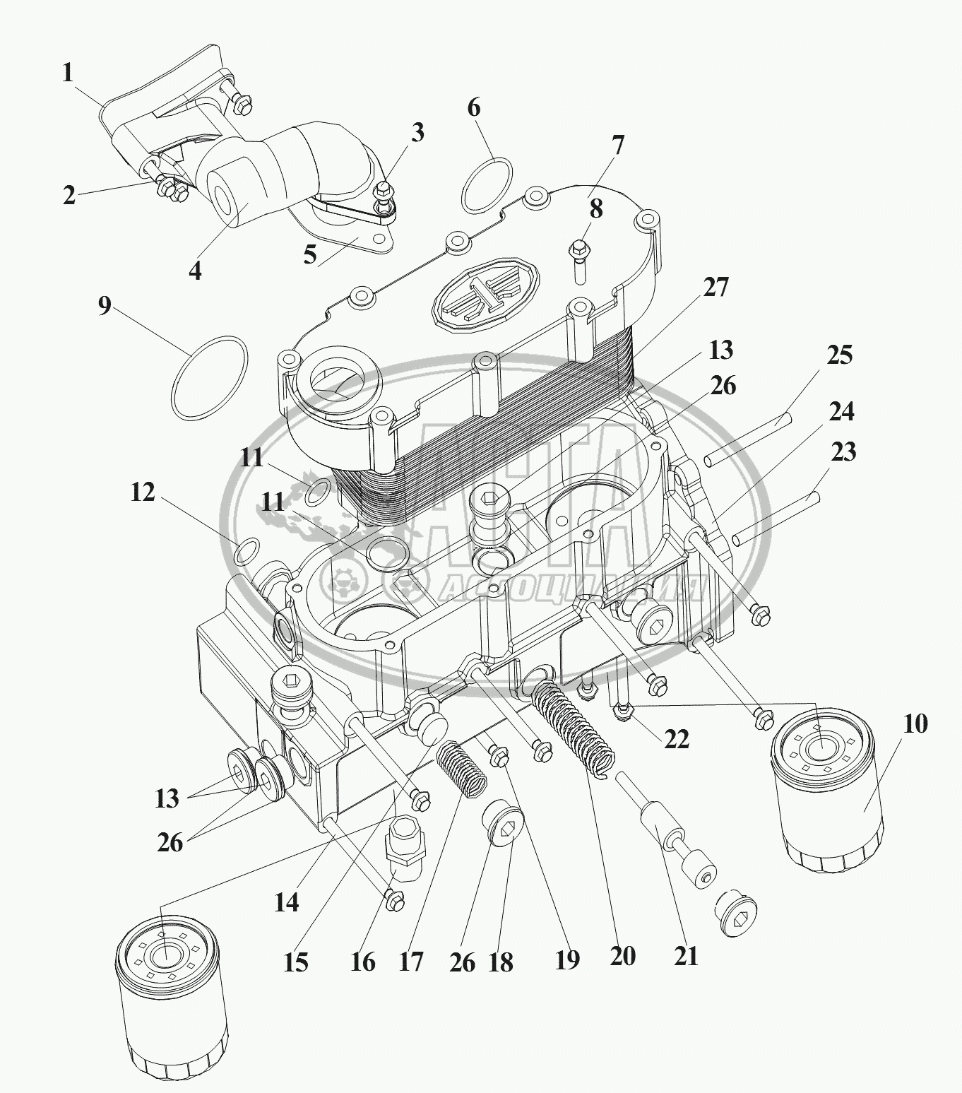 Масляный радиатор для грузового автомобиля FAW САМОСВАЛ CA3250 СЕРИИ J6