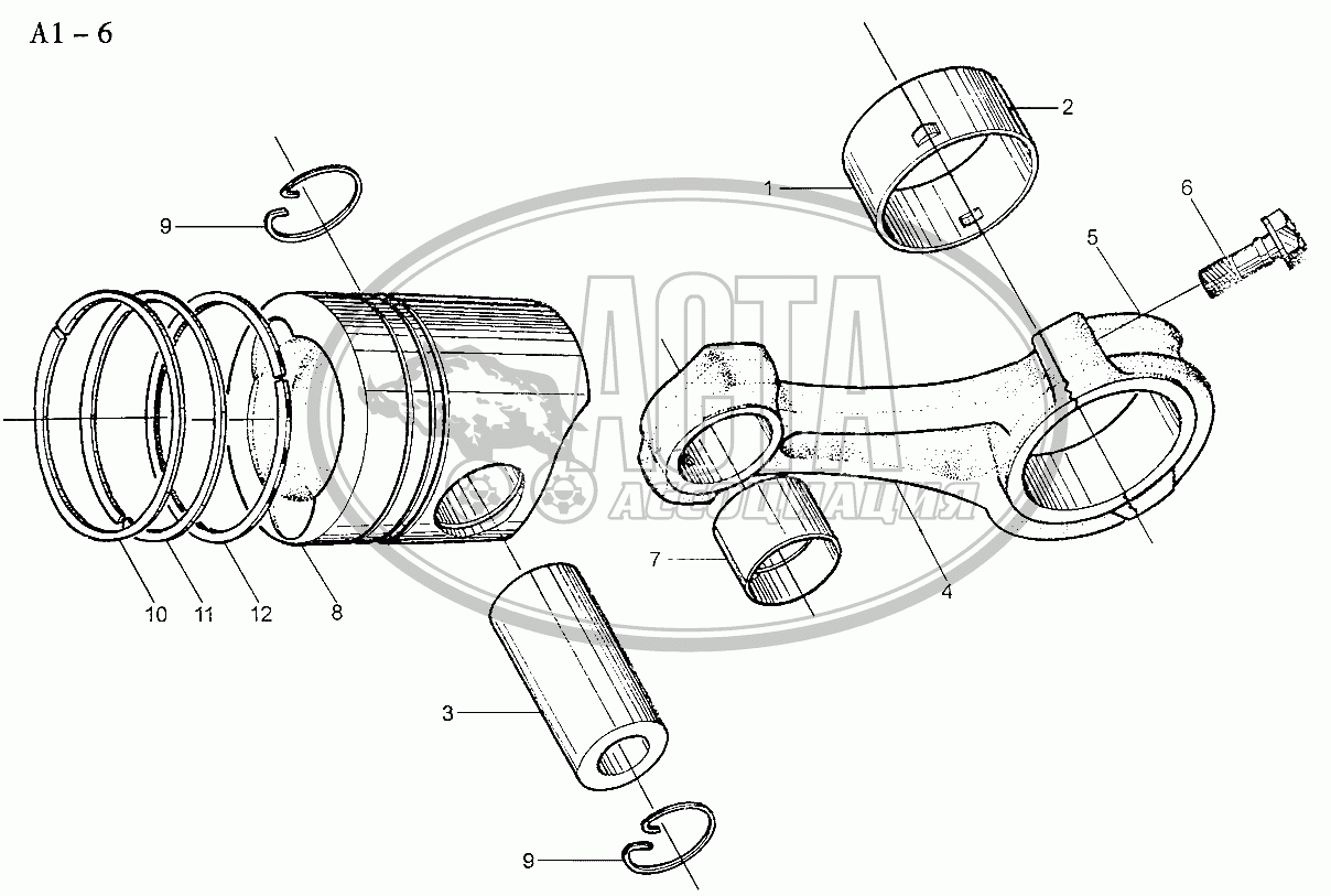 WD615 CONNECTING ROD, PISTON (A1-6) для грузового автомобиля HOWO SINOTRUCK  (ПОЛНЫЙ)