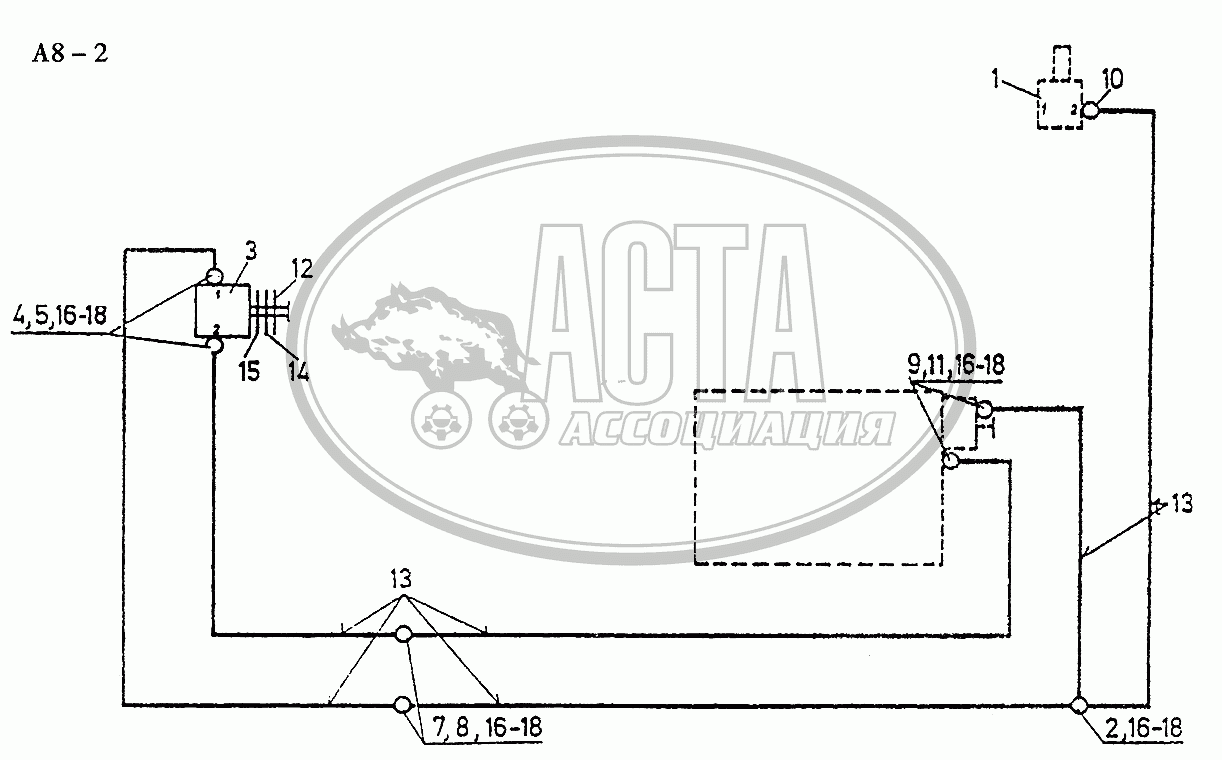 OPERATING AIR LINE FOR P.T.O (A8-2) для грузового автомобиля HOWO SINOTRUCK  (ПОЛНЫЙ)