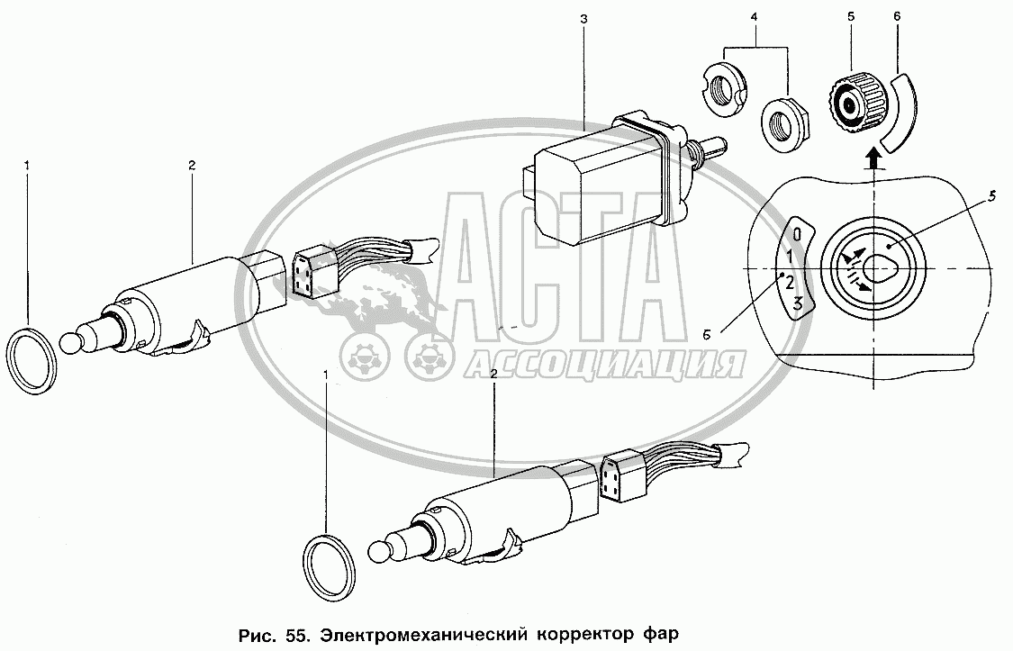 Электромеханический корректор фар для ИЖ 2717