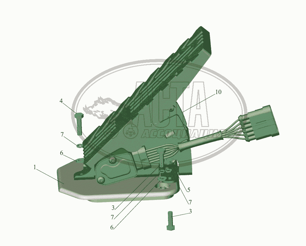 Установка педали управления двигателем 437043-1108002 для грузового  автомобиля МАЗ-437043 (ЗУБРЕНОК)