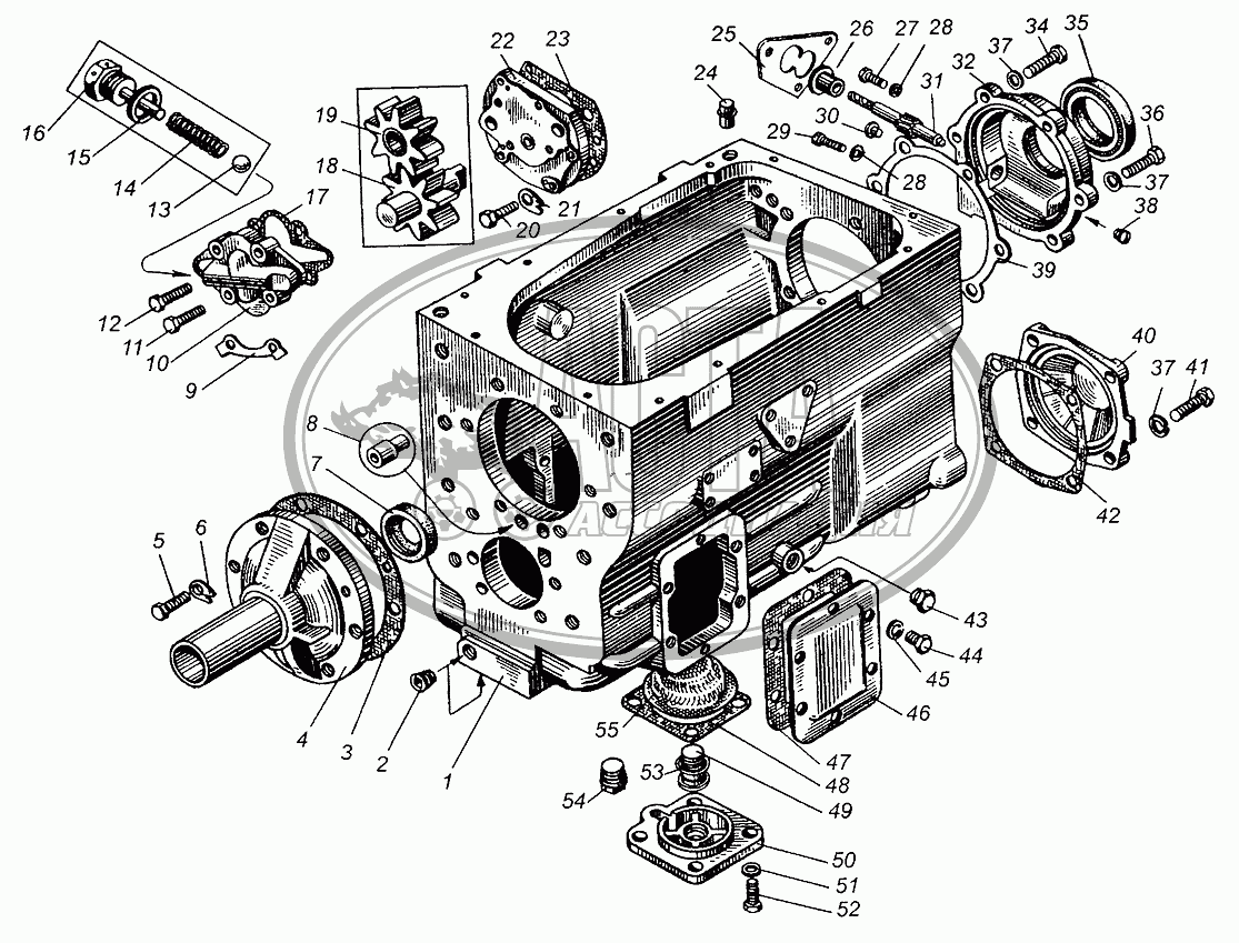 Картер и насос масляный коробки передач для грузового автомобиля МАЗ-5429