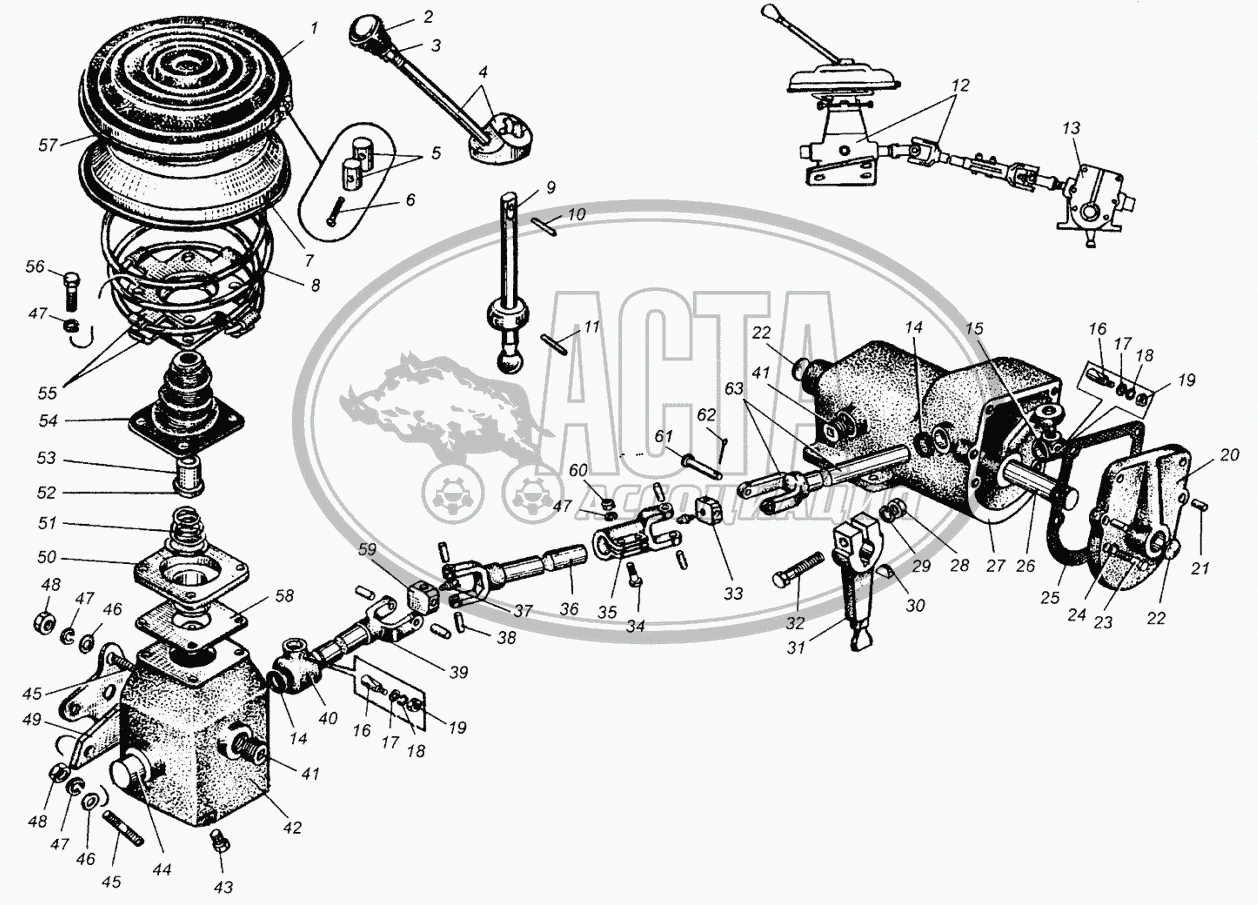Рычаг и механизмы переключения передач МАЗ-504В для грузового автомобиля  МАЗ-5429