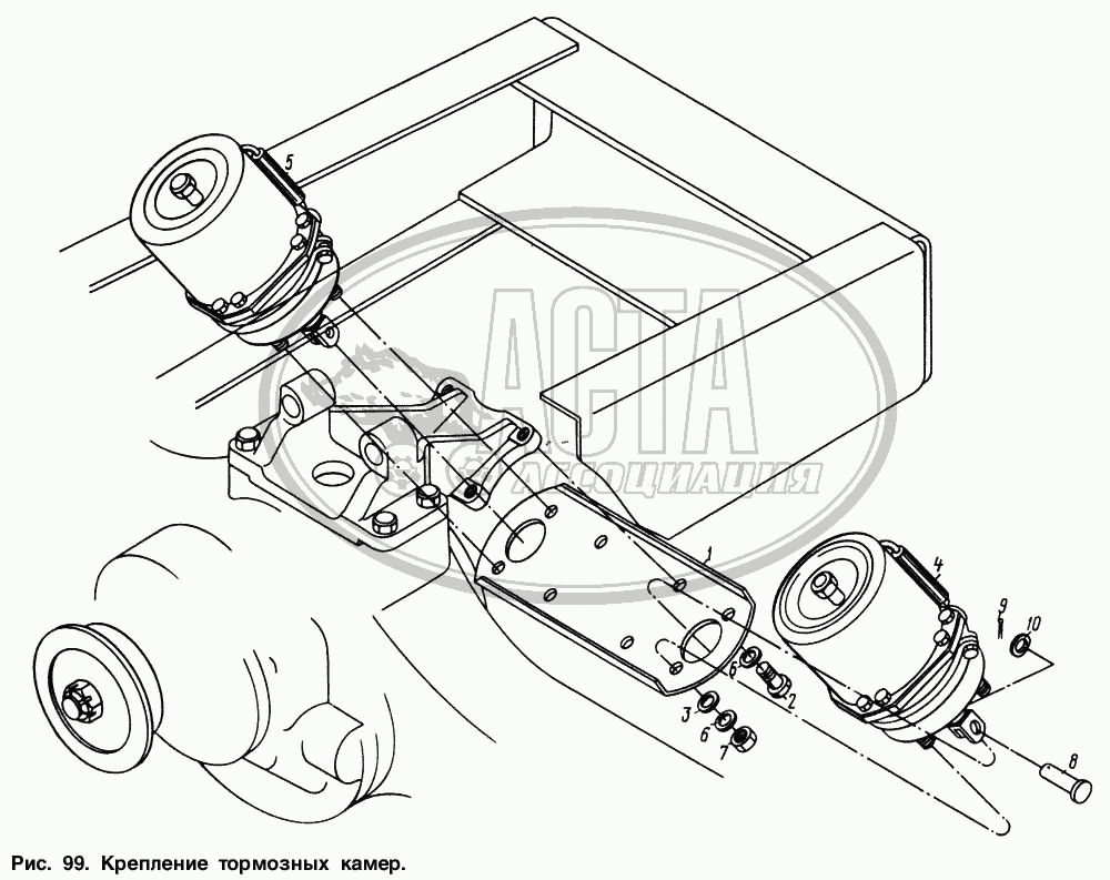 Крепление тормозных камер для грузового автомобиля МАЗ-54321