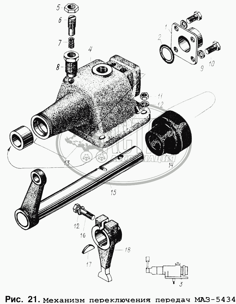 Механизм переключения передач МАЗ-5434 для грузового автомобиля МАЗ-5434