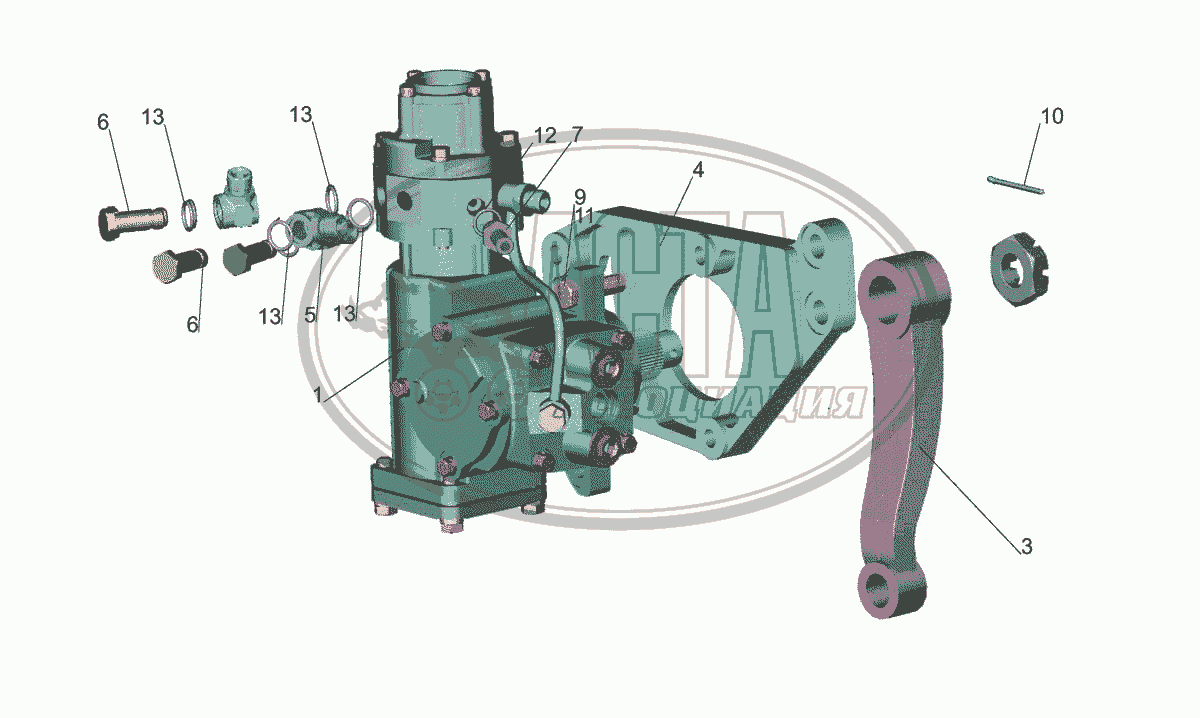 Рулевой механизм с кронштейном 544019-3400006 для грузового автомобиля  МАЗ-5440E9