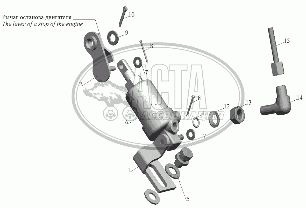 Цилиндр останова двигателя 642208-3570004 для грузового автомобиля  МАЗ-551605