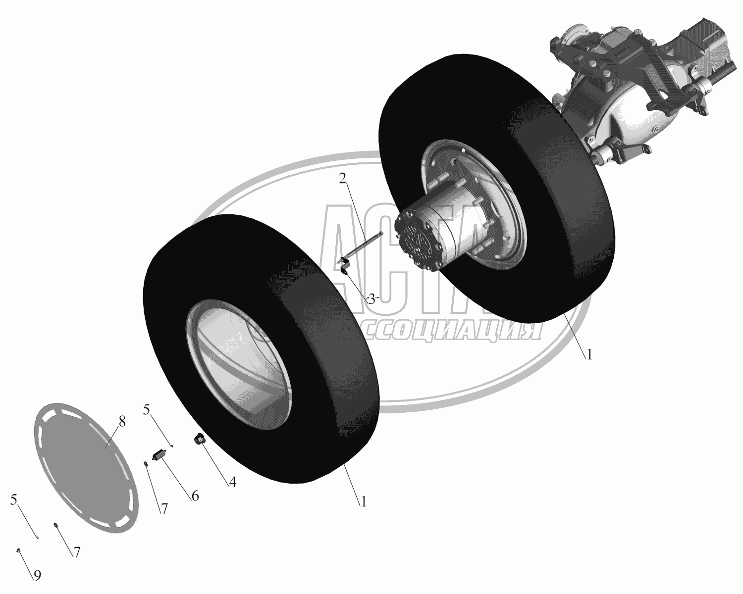 Установка задних колес 5516-3100002-730 для грузового автомобиля МАЗ-551669