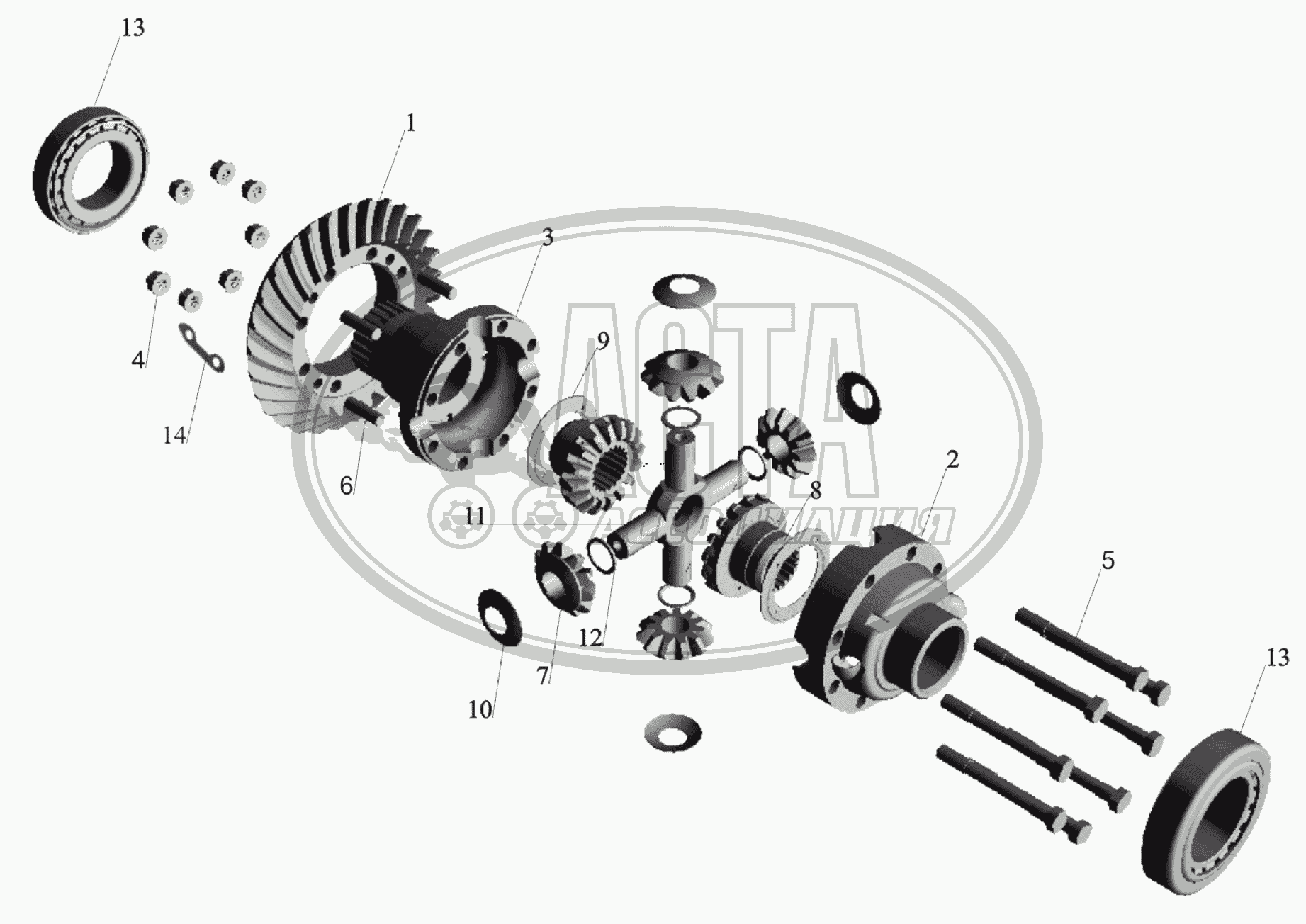 Редуктор заднего моста. Дифференциал для грузового автомобиля МАЗ-6303A3,  6303A5