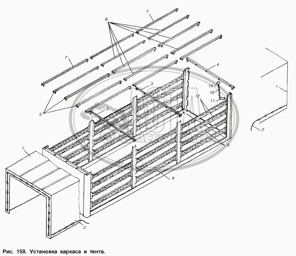 Установка каркаса и тента для грузового автомобиля МАЗ-53363