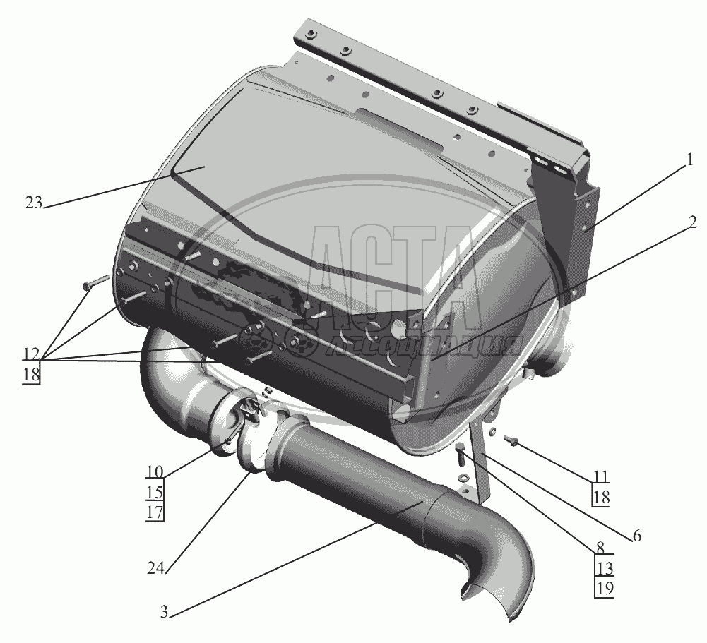 Глушитель 650136-1201010 для грузового автомобиля МАЗ-631236