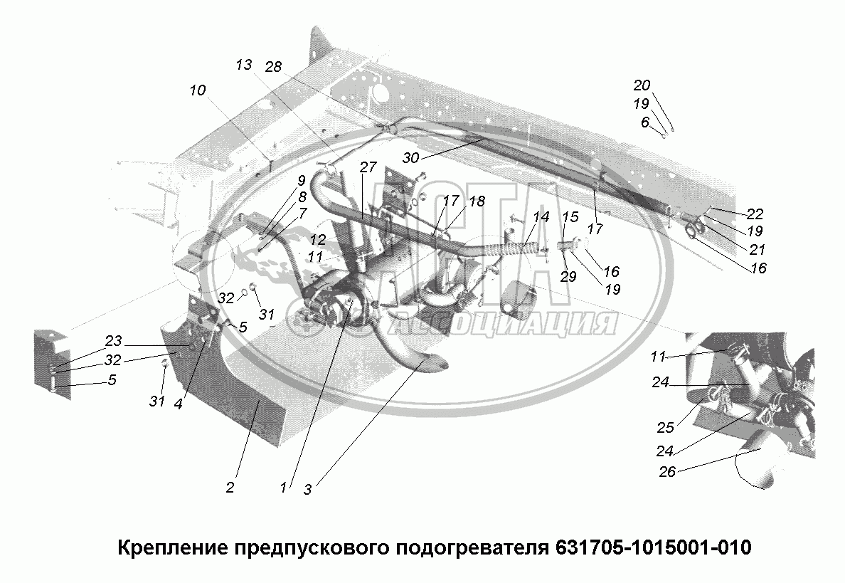 Схема подключения предпускового подогревателя на УРАЛ-532301