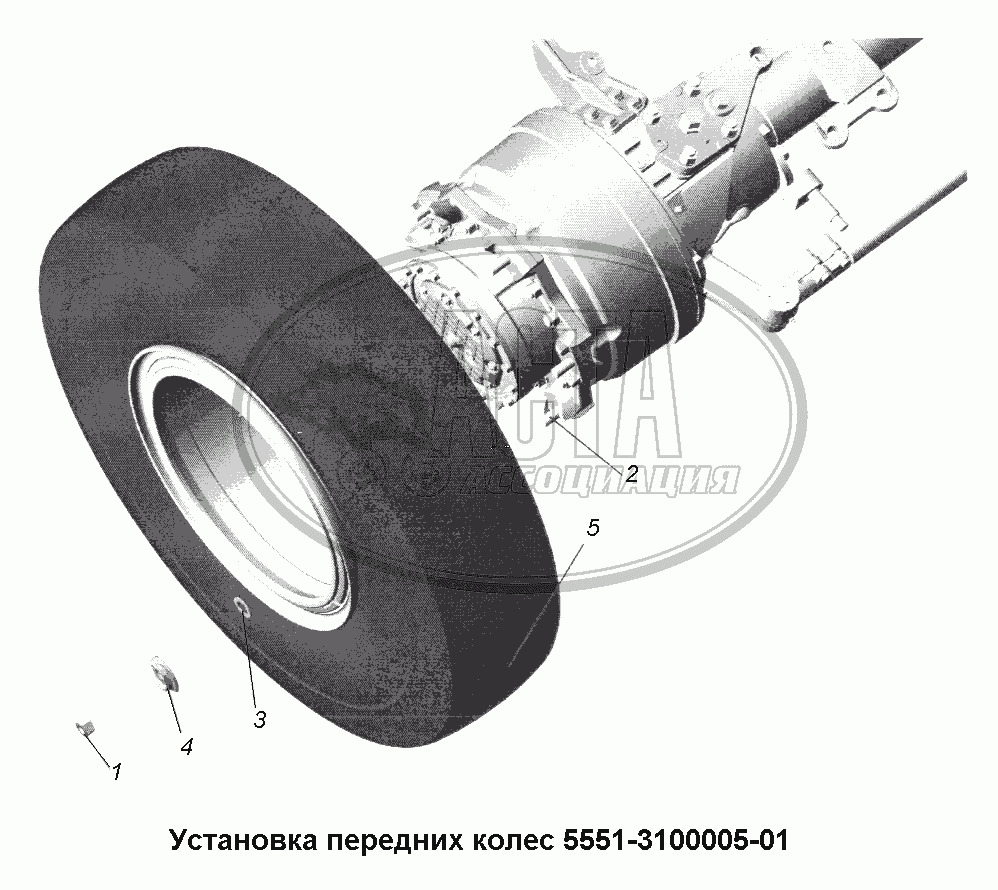 Колеса и ступицыУстановка передних колес 5551-3100005-01 для грузового  автомобиля МАЗ-631705, 631708