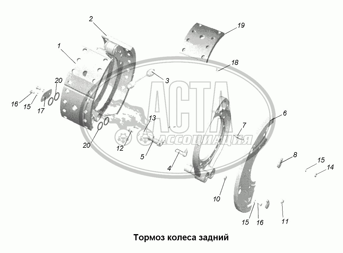 ТормозаТормоз колеса задний для грузового автомобиля МАЗ-631705, 631708