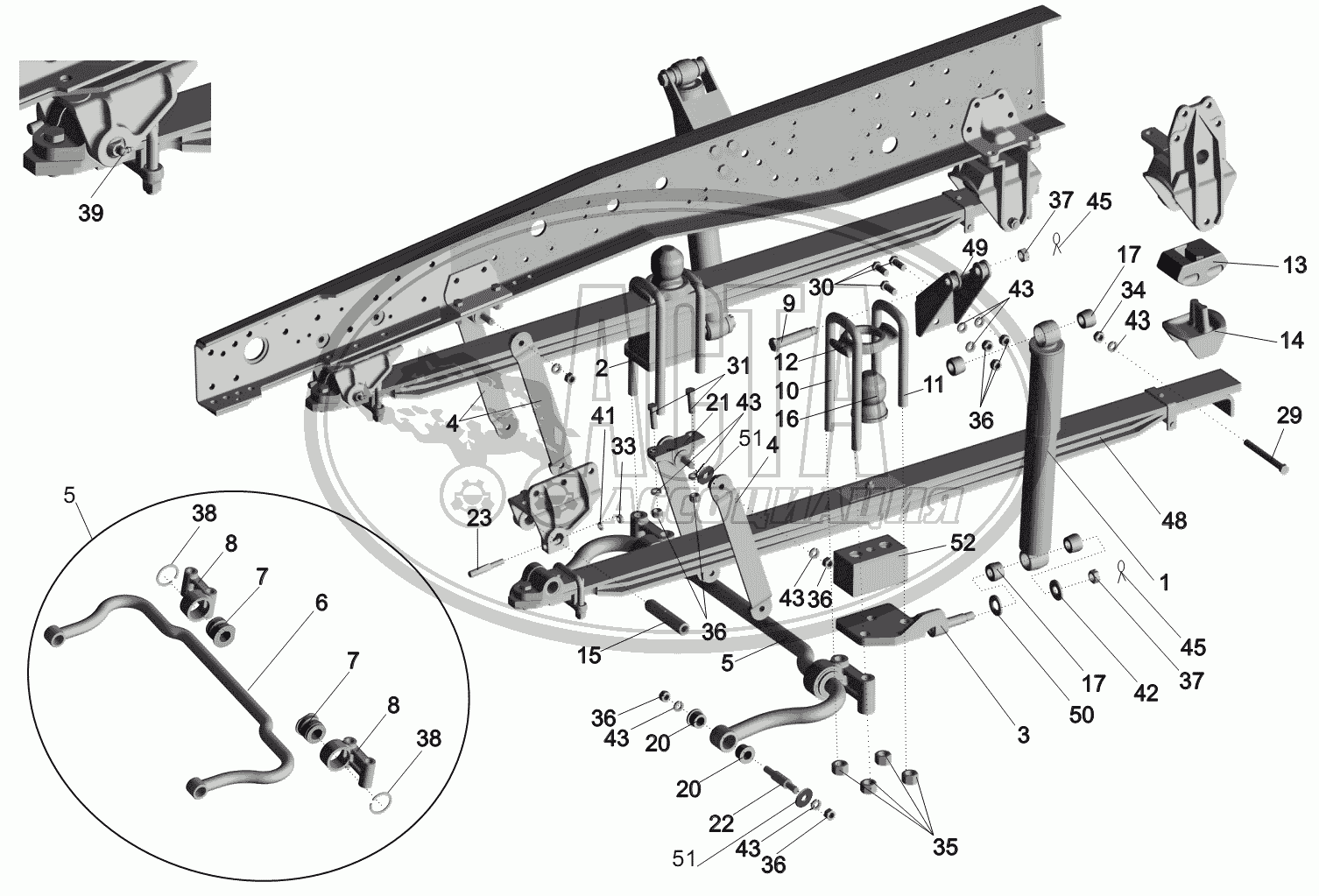 Пневмоподвеска МАЗ, Зубренок (MAZ 4370), передняя ось, Aride