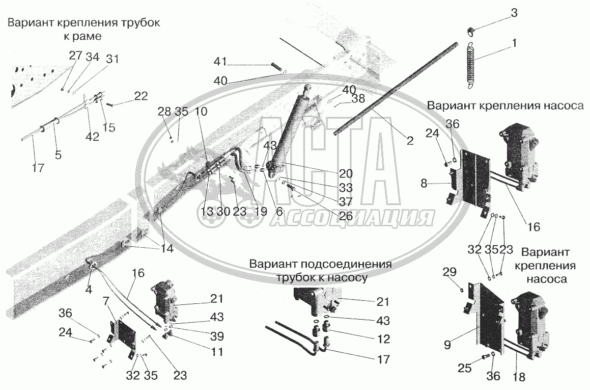 Механизм подъема кабины для грузового автомобиля МАЗ-6422