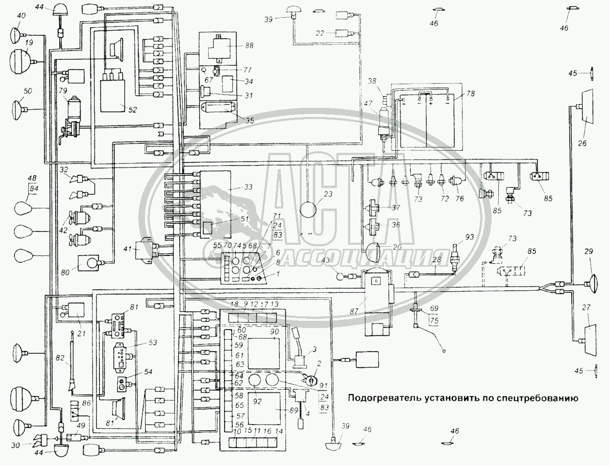 Схема электрооборудования для грузового автомобиля МАЗ-54326