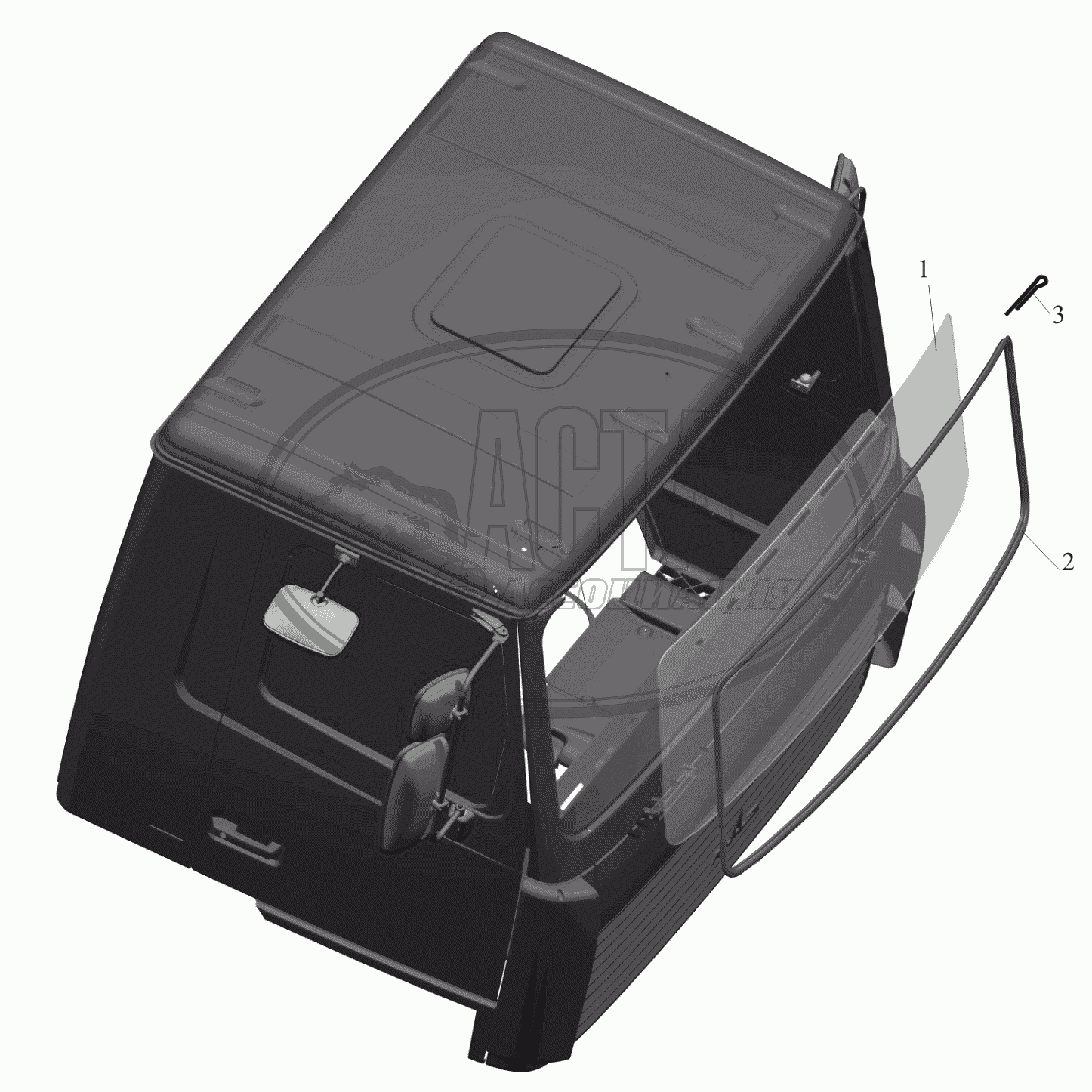 Установки стекла 6430-5200010 для грузового автомобиля МАЗ-6516V8-520  (6516V8-540)