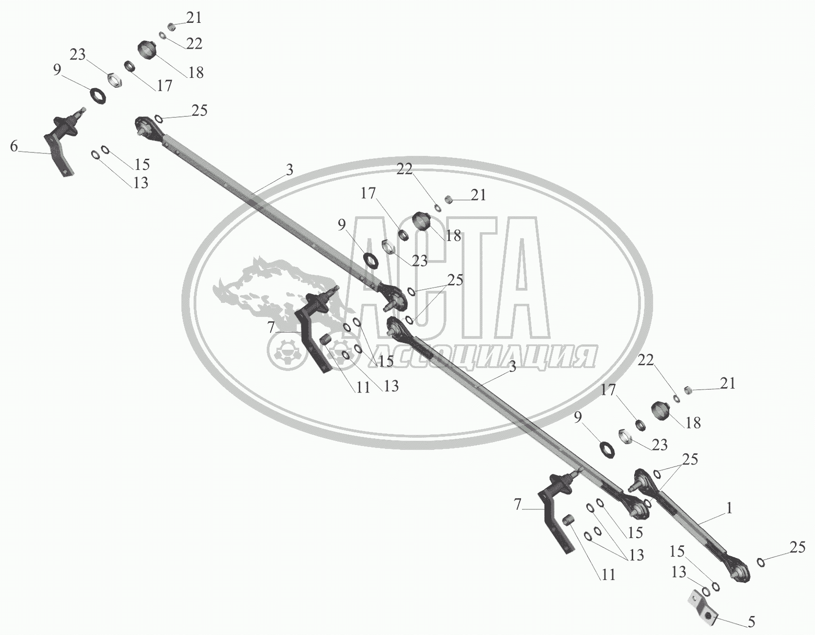 Привод стеклоочистителя 6430-5205500-010 для грузового автомобиля  МАЗ-6516V8-520 (6516V8-540)