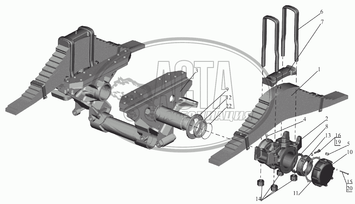 Подвеска балансирная 6501A8-2900012 для грузового автомобиля МАЗ-6516V8-520  (6516V8-540)