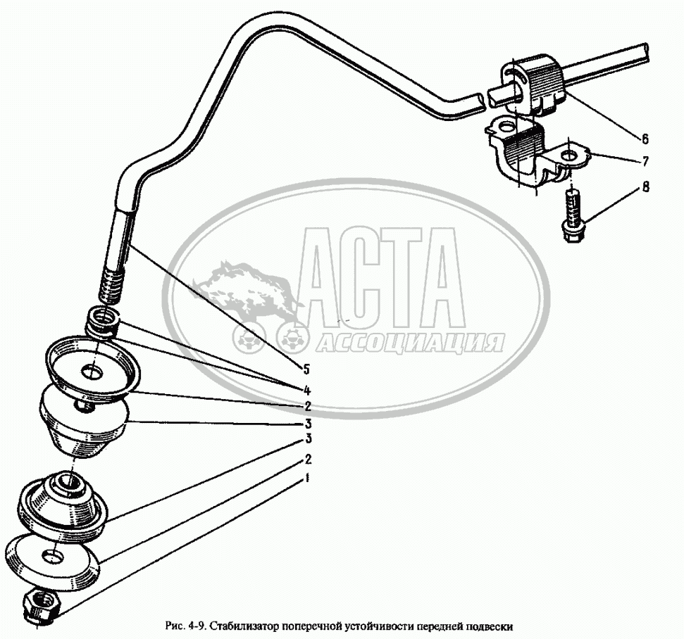Стабилизатор поперечной устойчивости передней подвески для АЗЛК МОСКВИЧ-2335