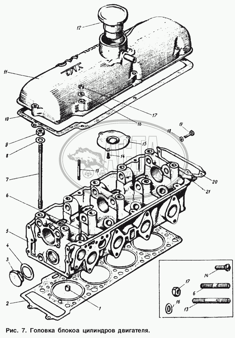 Головка блока цилиндров двигателя для АЗЛК МОСКВИЧ 412