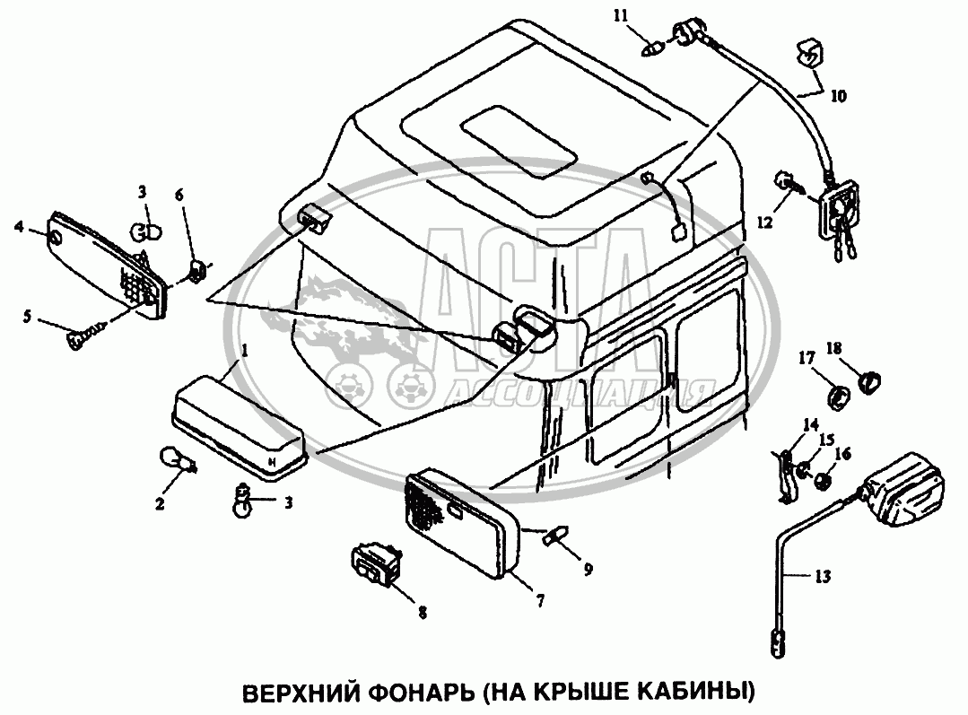 Фонарь верхний (на крыше кабины) для грузового автомобиля SHAANXI  SX-3255-DR 3804B 6Х4