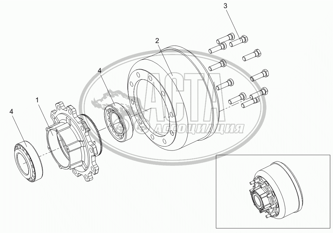 Барабан со ступицей в сборе для грузового автомобиля ТОНАР-95234