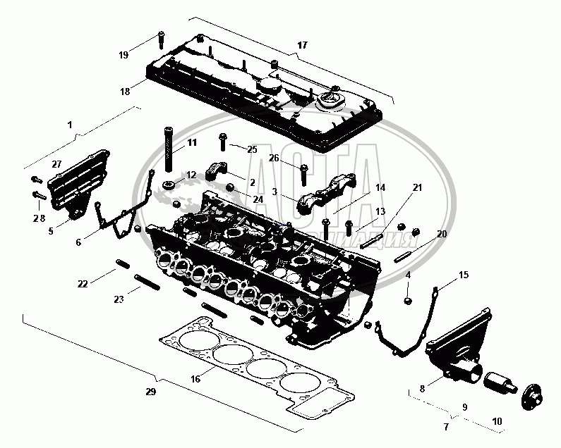 Головка блока цилиндров (дв. ЗМЗ-409 Евро-4) в сборе, с крепежом и прокладкой 