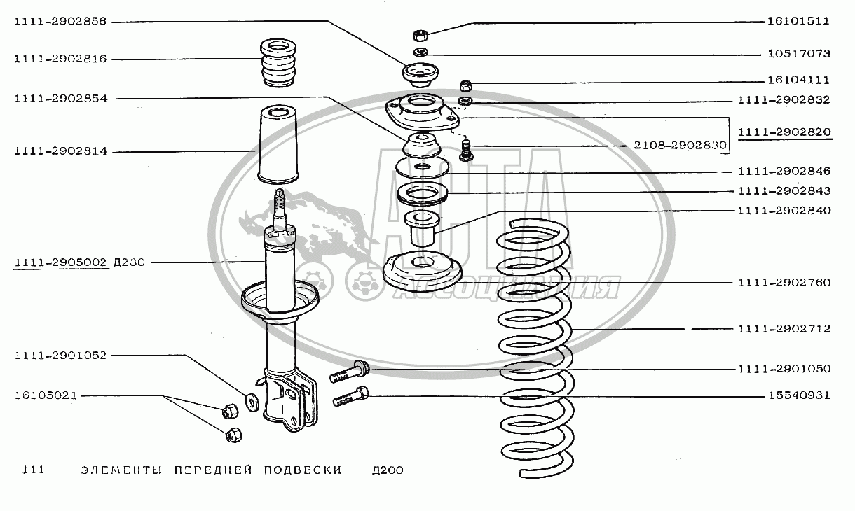 Элементы передней подвески для ВАЗ-1111 