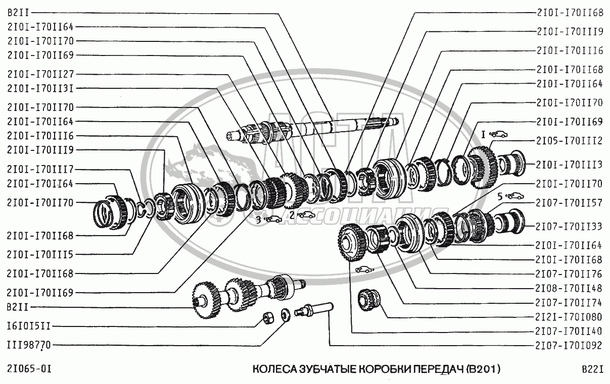 Колеса зубчатые коробки передач (В201) для ВАЗ-2106