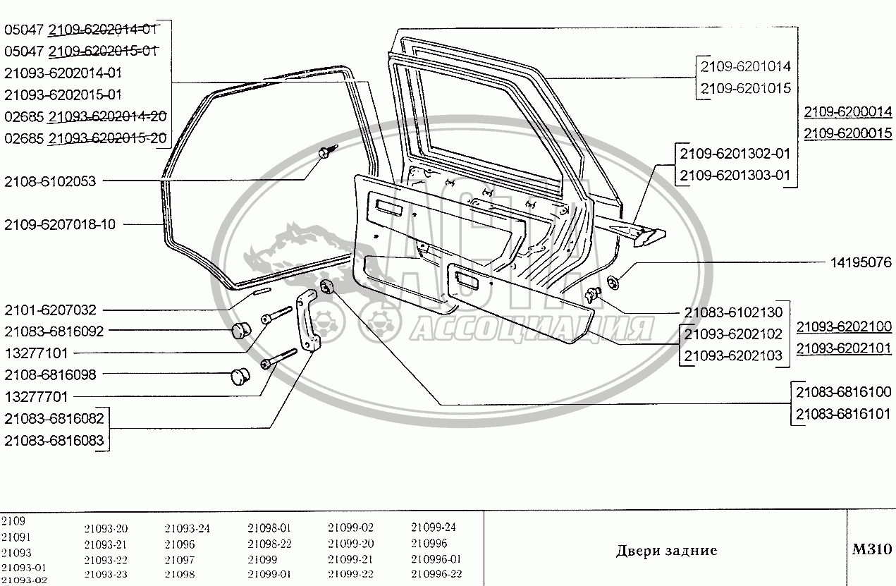 Двери задние для ВАЗ-2109