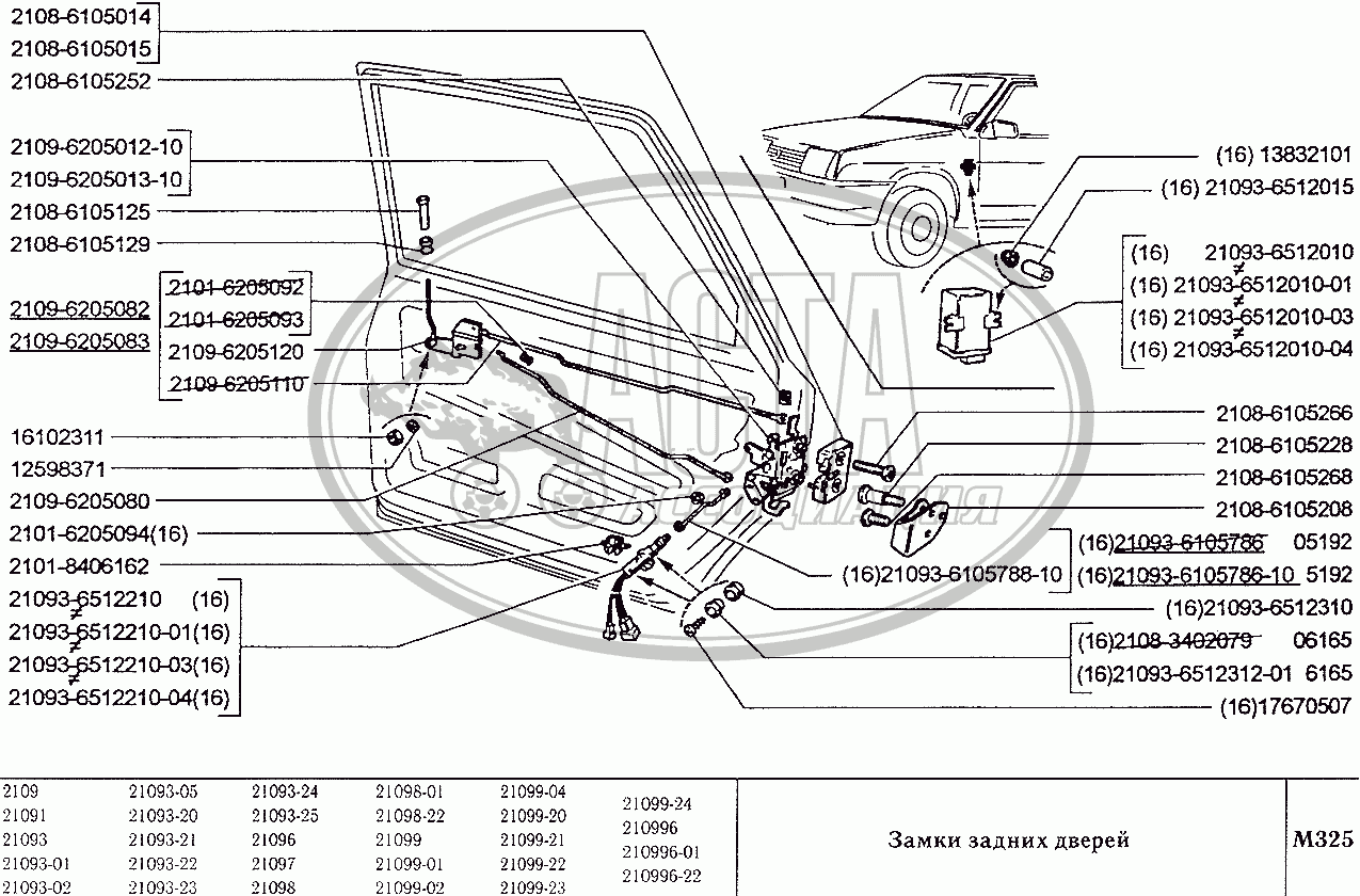 Замки задних дверей для ВАЗ-2109