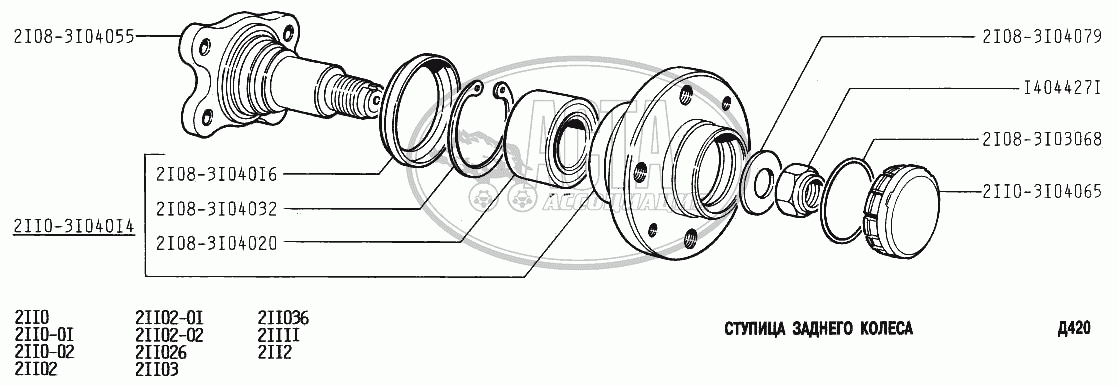 Размеры переднего ступичного подшипника 2110