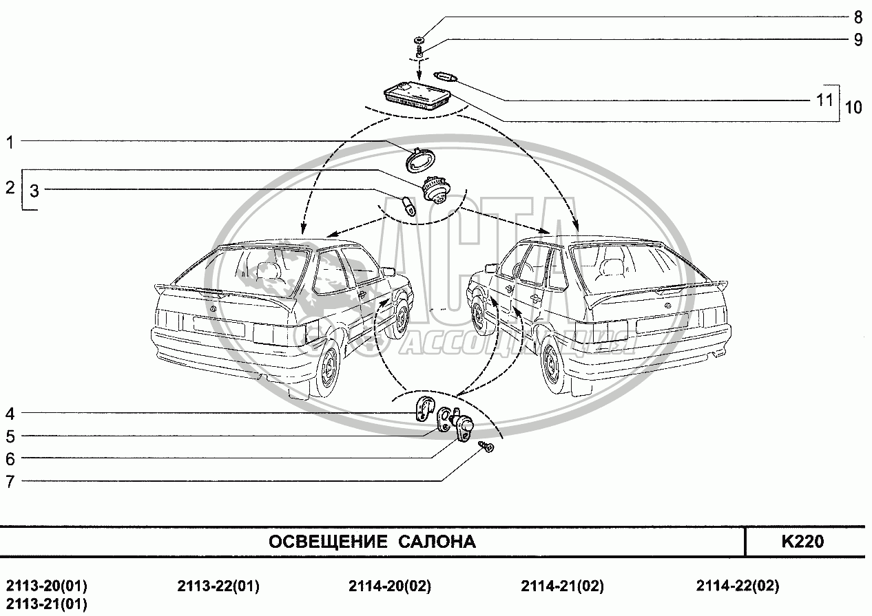 Освещение салона ваз 2115