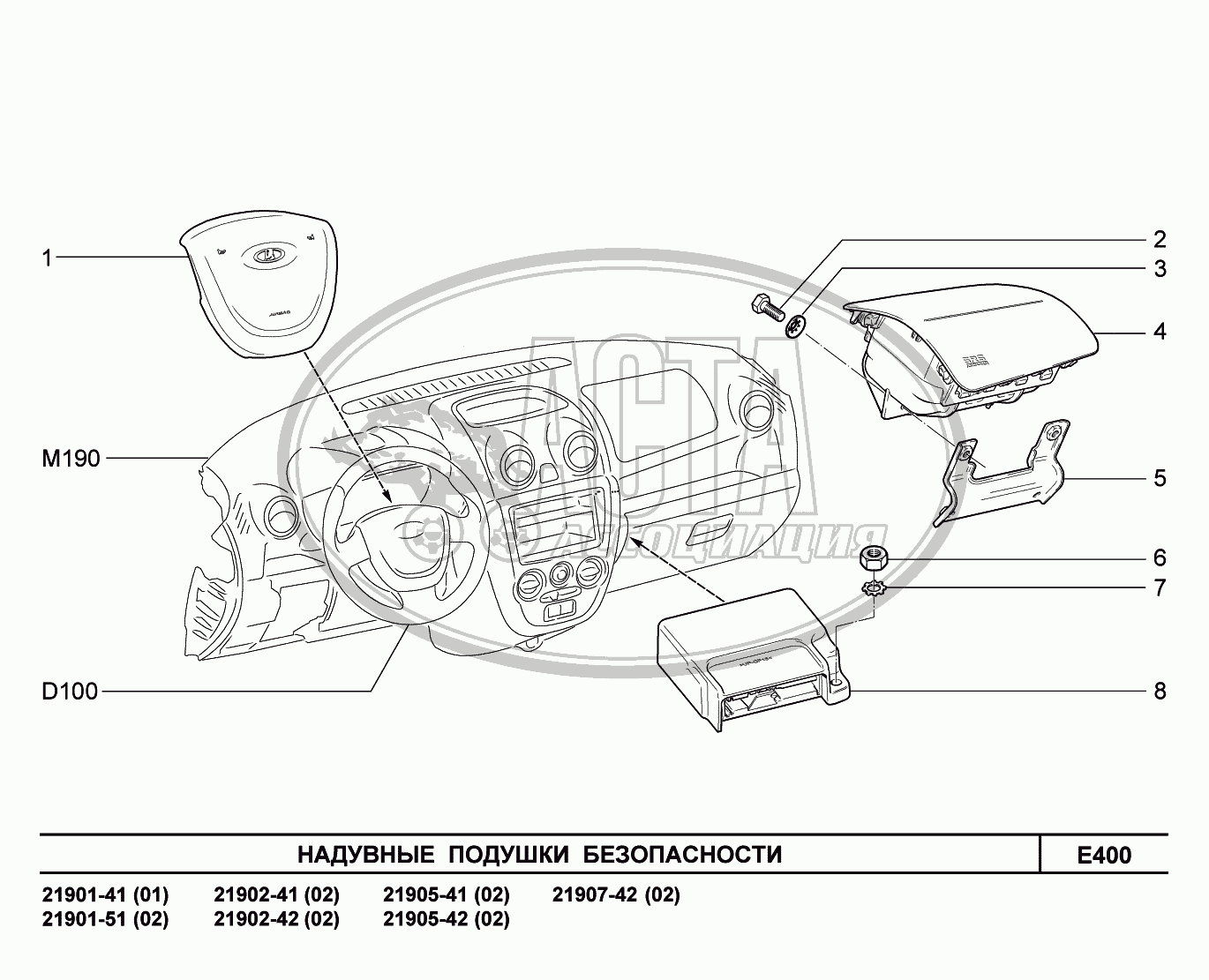 E400. Надувные подушки безопасности для ВАЗ LADA GRANTA 2190