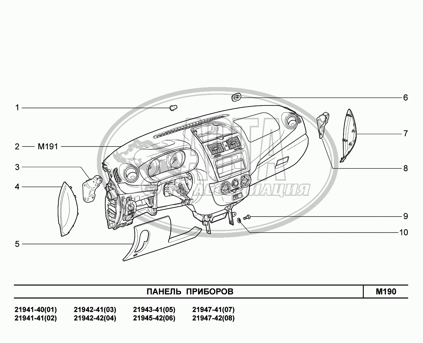 M190. Панель приборов для ВАЗ LADA KALINA 2194