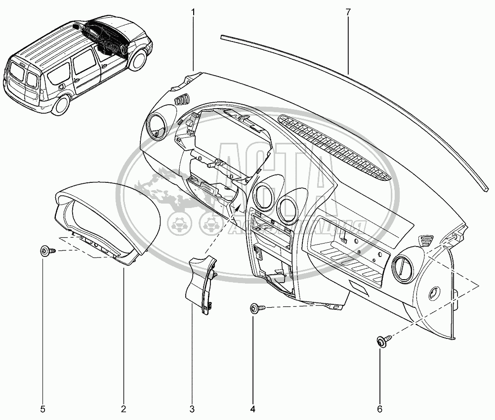 Панель приборов для ВАЗ LADA LARGUS 4601