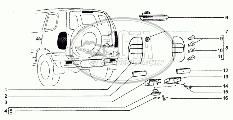 Подсветка багажника нива шевроле схема