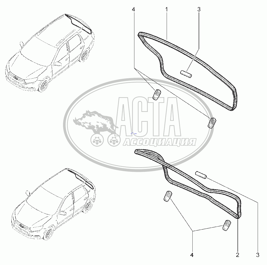 650122. УПЛОТНИТЕЛИ ДВЕРИ ЗАДКА СGD,KGD для ВАЗ LADA GRANTA FL CROSS