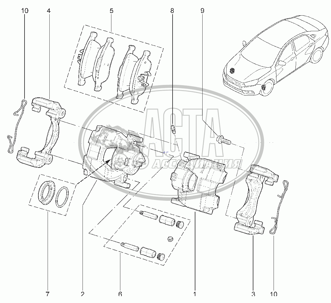 324030. СУППОРТ ТОРМОЗА ПЕРЕДНИЙ (SPORT) для ВАЗ LADA VESTA SW