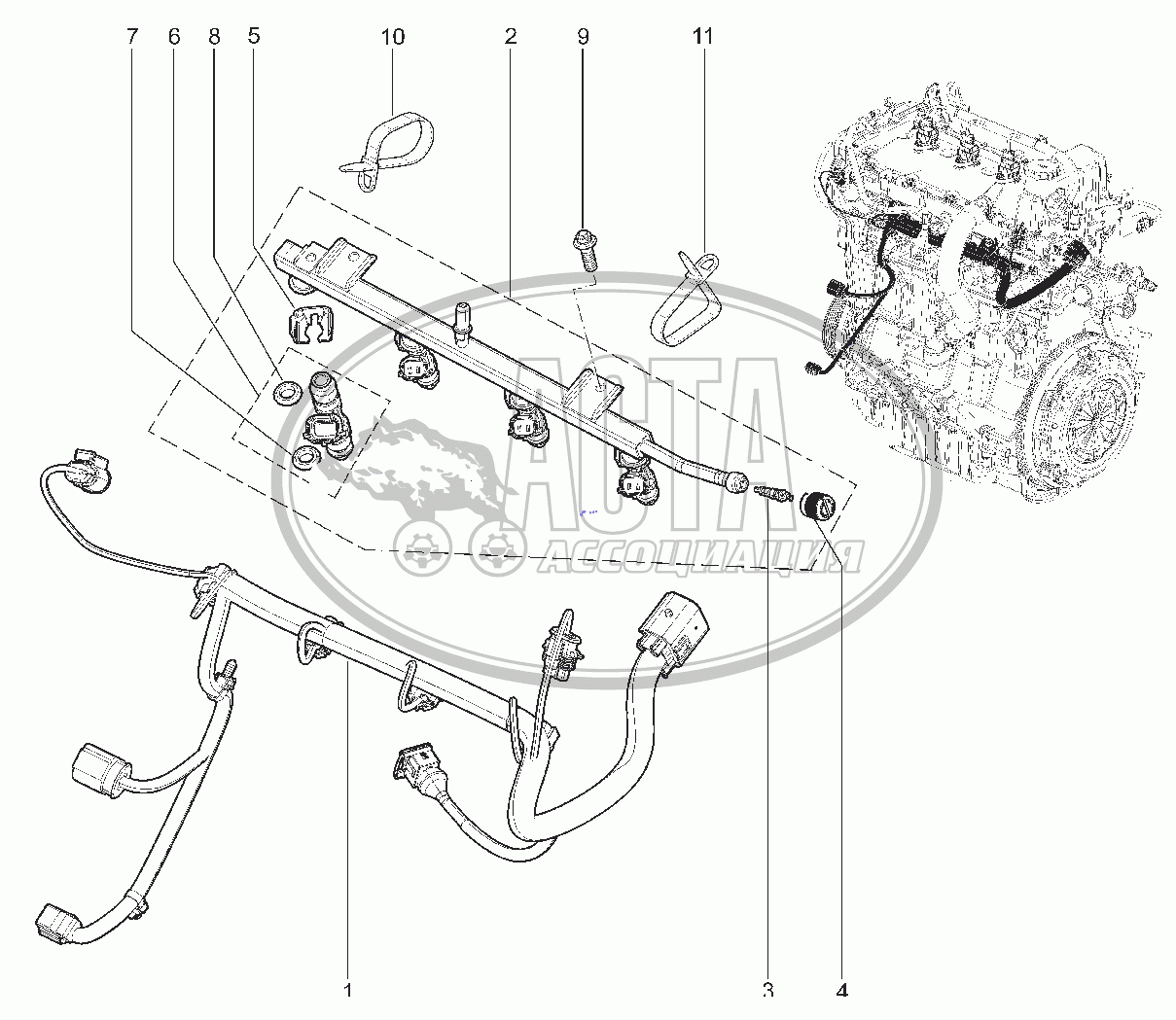 124310. РАМПА ТОПЛИВНАЯ (SPORT) для ВАЗ LADA VESTA SPORT