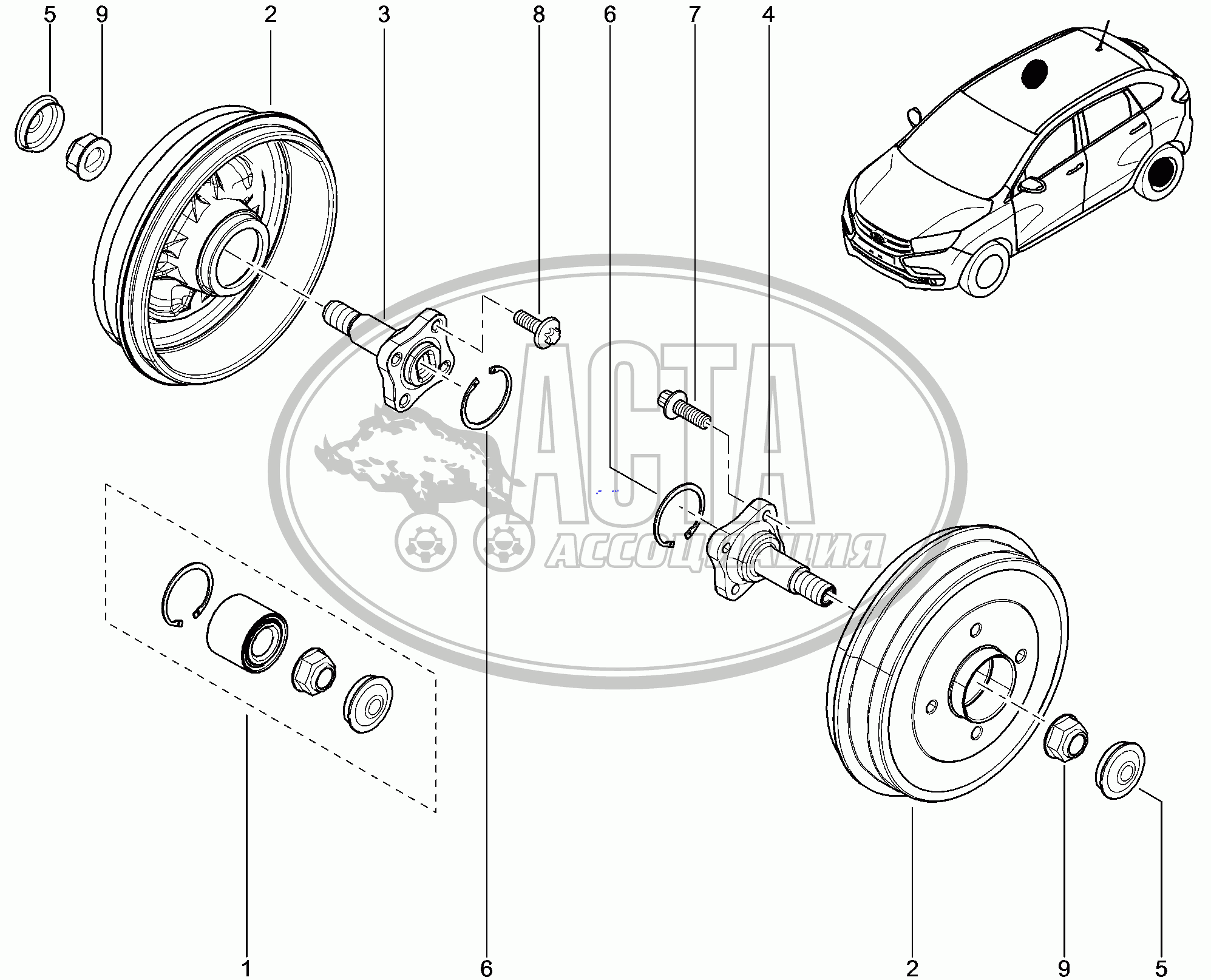 334010. Ступица и барабан задн.тормоза для ВАЗ LADA XRAY