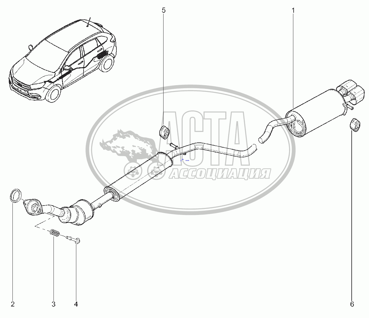 195110. СИСТЕМА ВЫПУСКА для ВАЗ LADA XRAY