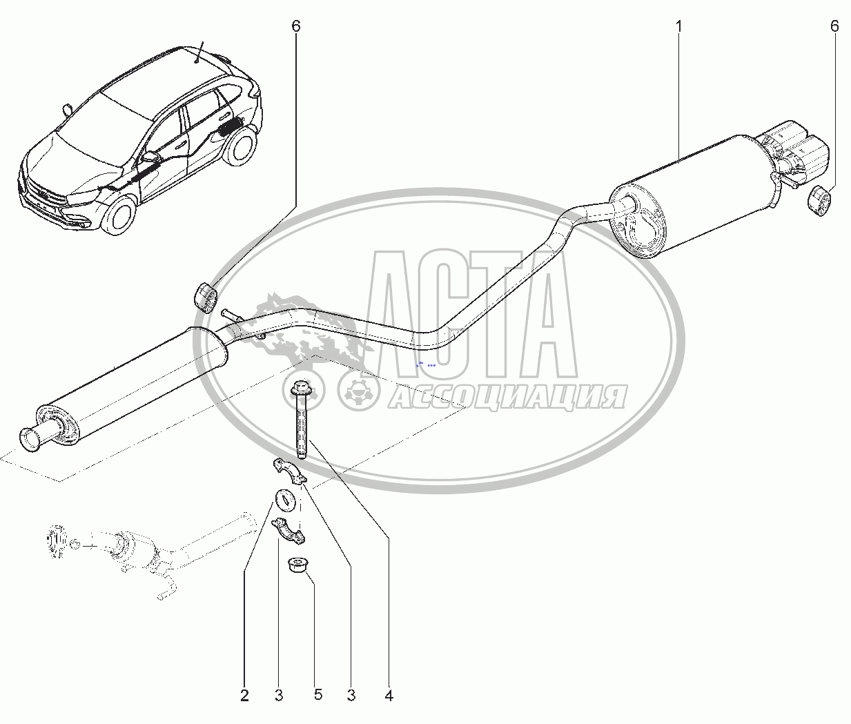 196620. СИСТЕМА ВЫПУСКА (Cross) для ВАЗ LADA XRAY